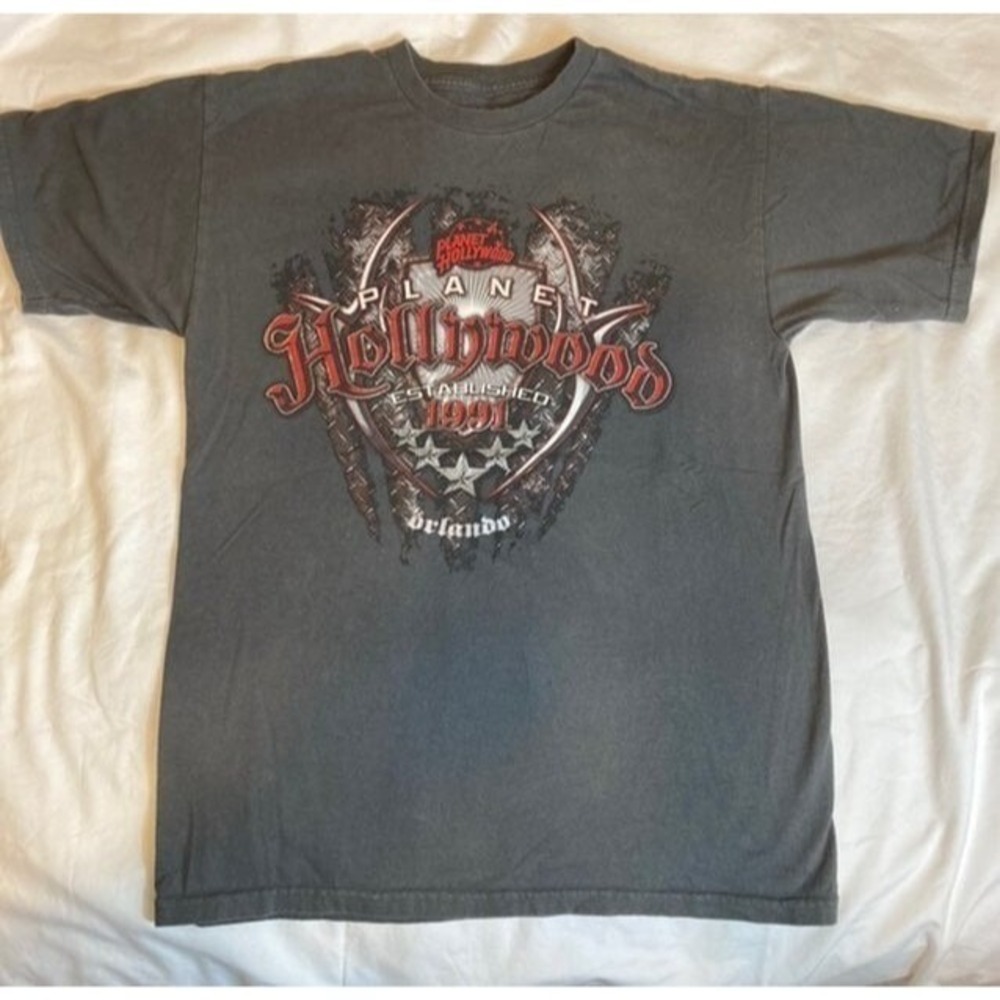 Youth Planet Hollywood Orlando Tee Shirt Gray Med Flaw